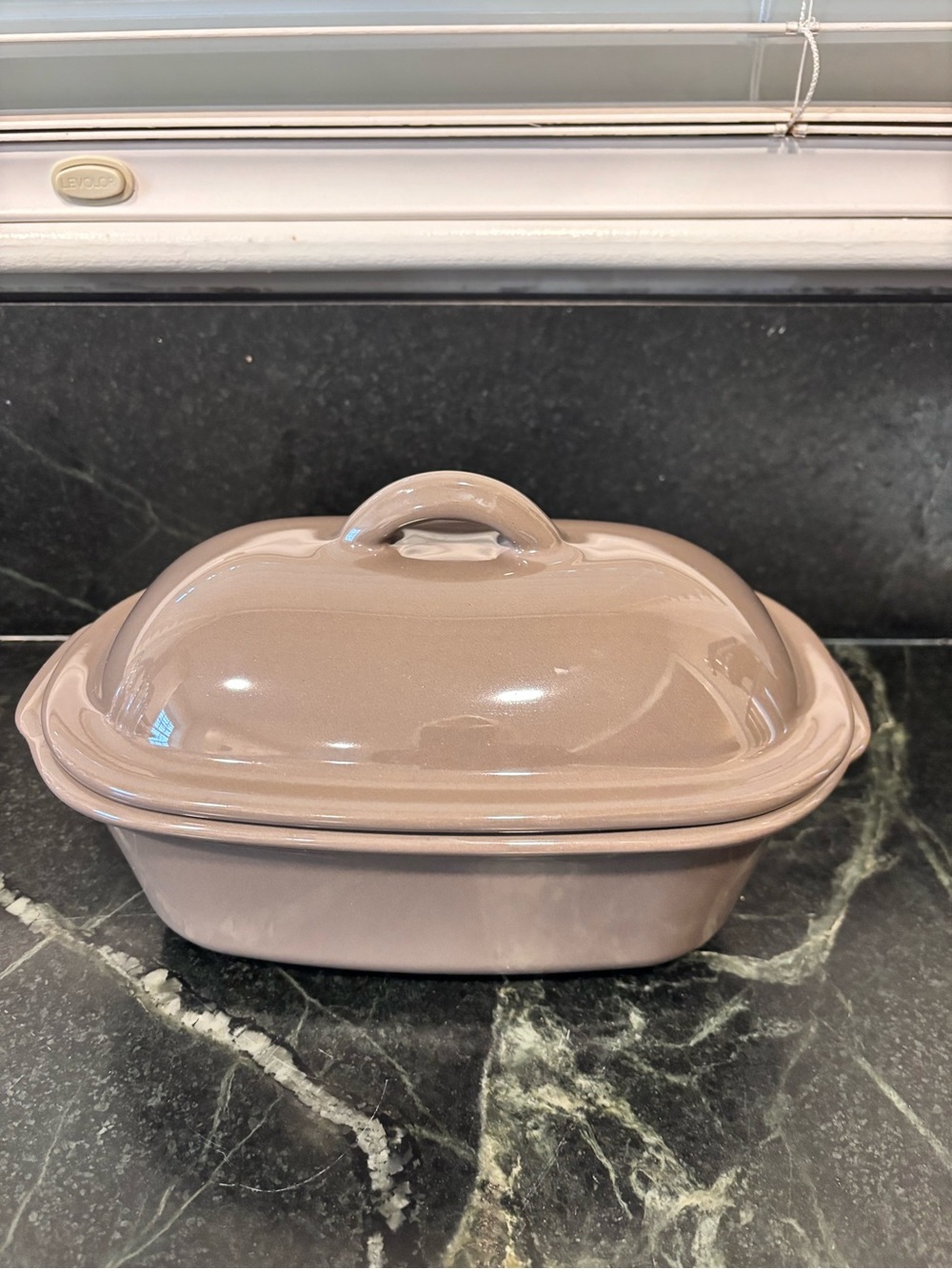 Pampered Chef Ceramic Casserole with lid  gray